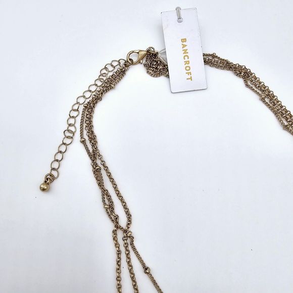 Bancroft Layered Necklace Gold Tone Hammered Pendants Triple Strand Draping - Picture 4 of 9